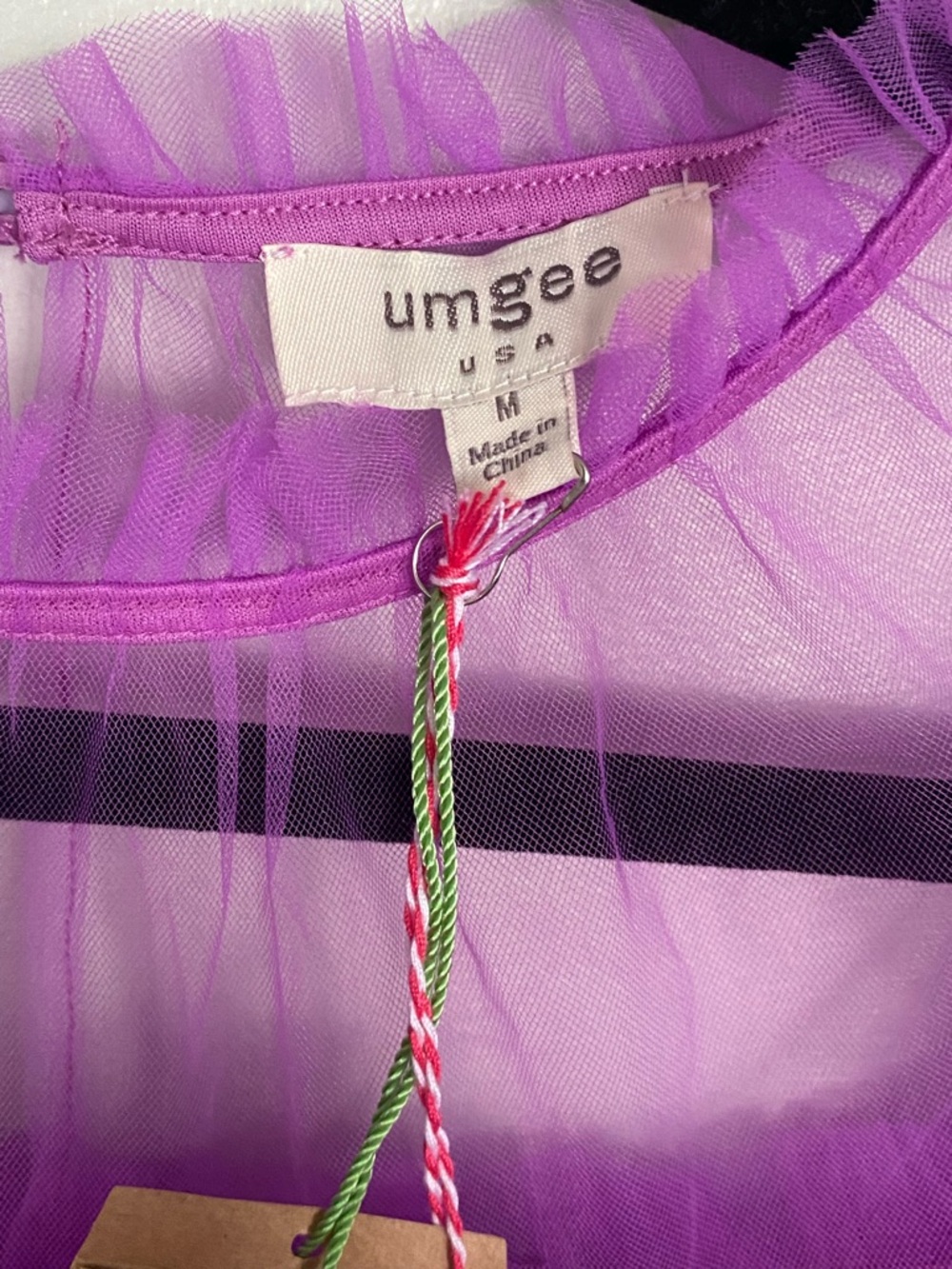 Umgee Boutique Style Purple Tulle Short Sleeve Blouse Womens Size Medium NWT - Picture 6 of 9